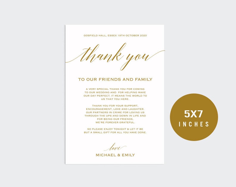 gold wedding thank you sign template thank you card sign