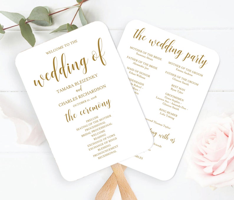 Gold Wedding Program Template Instant Download Wedding Etsy
