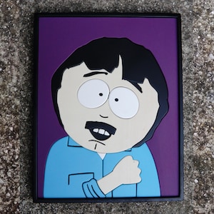 Arte de madera de Randy Marsh de South Park - Decoración de pared hecha a mano - Regalo geek - Arte divertido de la cultura pop - Arte de abanico de madera