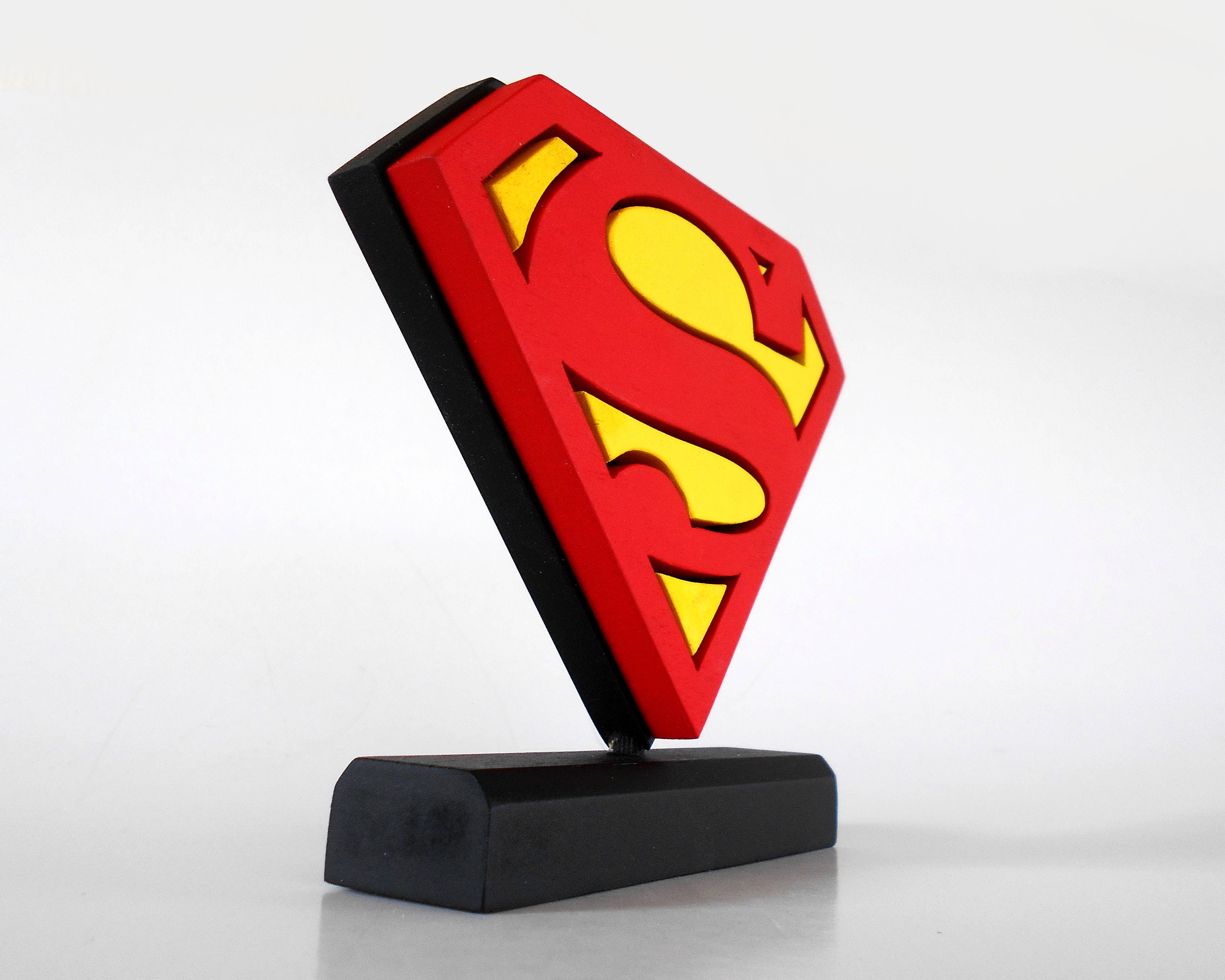 Wooden Superman 3D logo comic book shelf decoration/desk Etsy