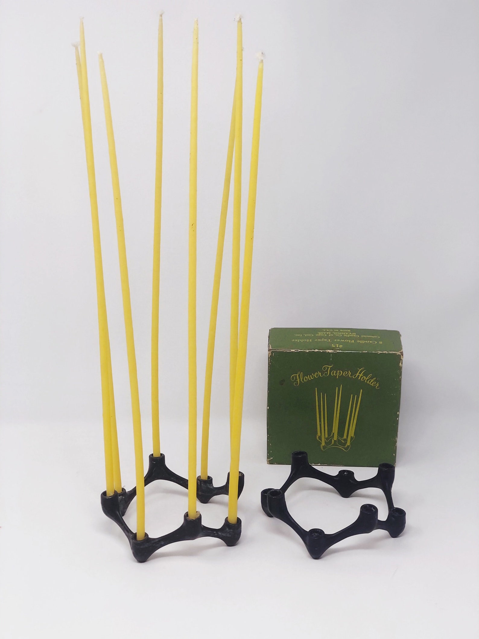 Vintage Black Cast Iron Flower Tiny Taper Holder in Original Etsy