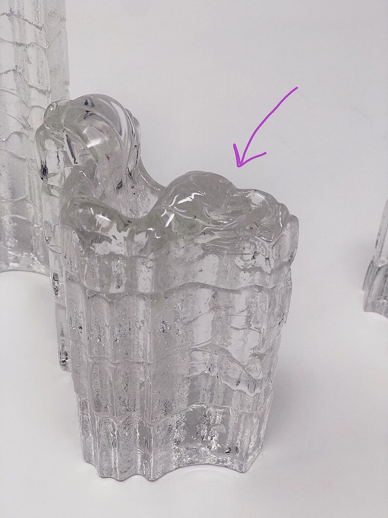 Vintage 70/'s Modernist Rosenthal Studio Linie Inca Crystal Ice Taper Candle Holders Set of 3