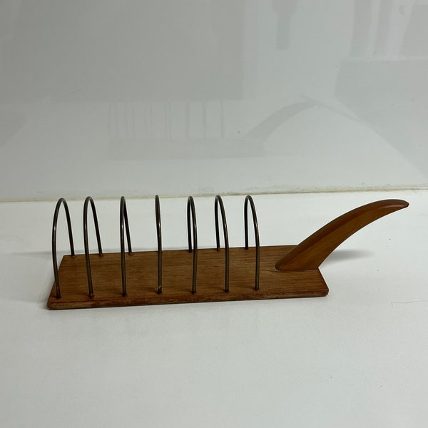 Toast rack teak and metal - retro - 1960s