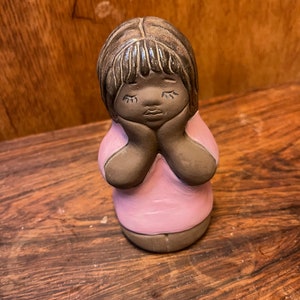 Elbogen Ceramic Sweden Handmade Ceramic Girl Figurine, Elbogen Keramik Malmö Swedish Ceramic Statue from 1960s