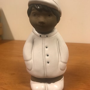 Elbogen Ceramic Sweden Handmade Ceramic Boy Figurine, Elbogen Keramik Malmö Swedish Ceramic Statue from 1960s