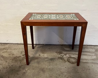 Severin Hansen sidetable In Rosewood and Royal Copenhagen baca tiles