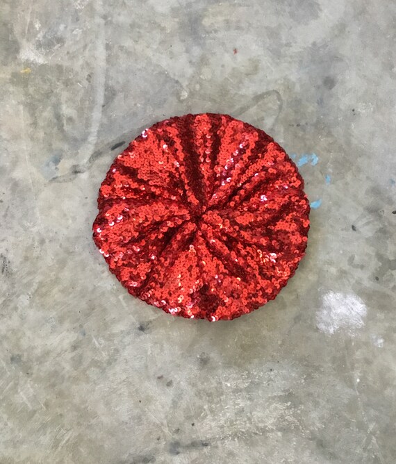 red sequin beret