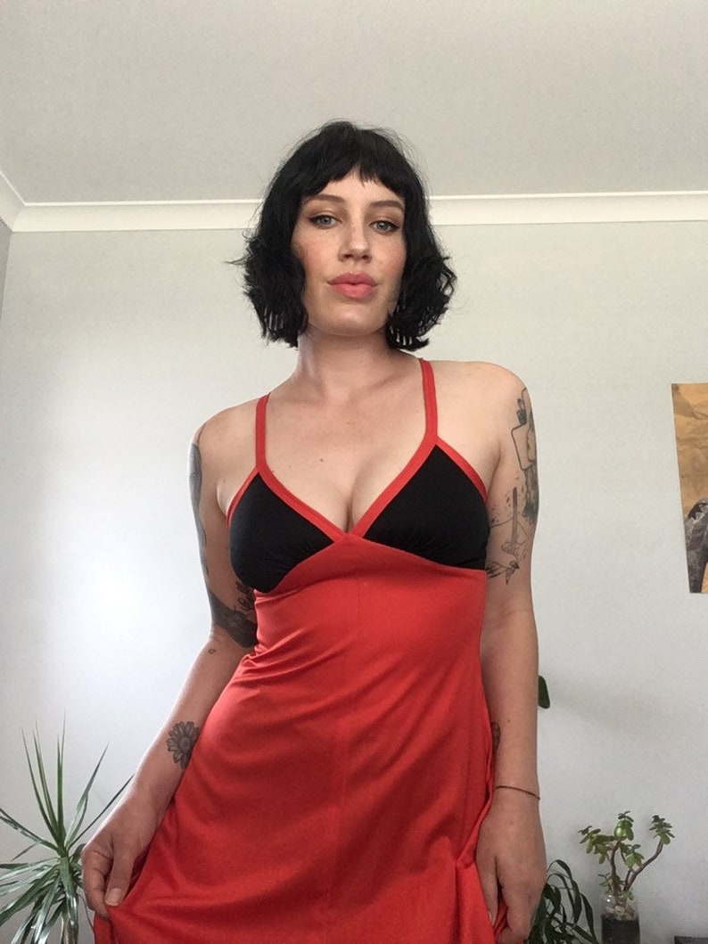 red and black maxi dress