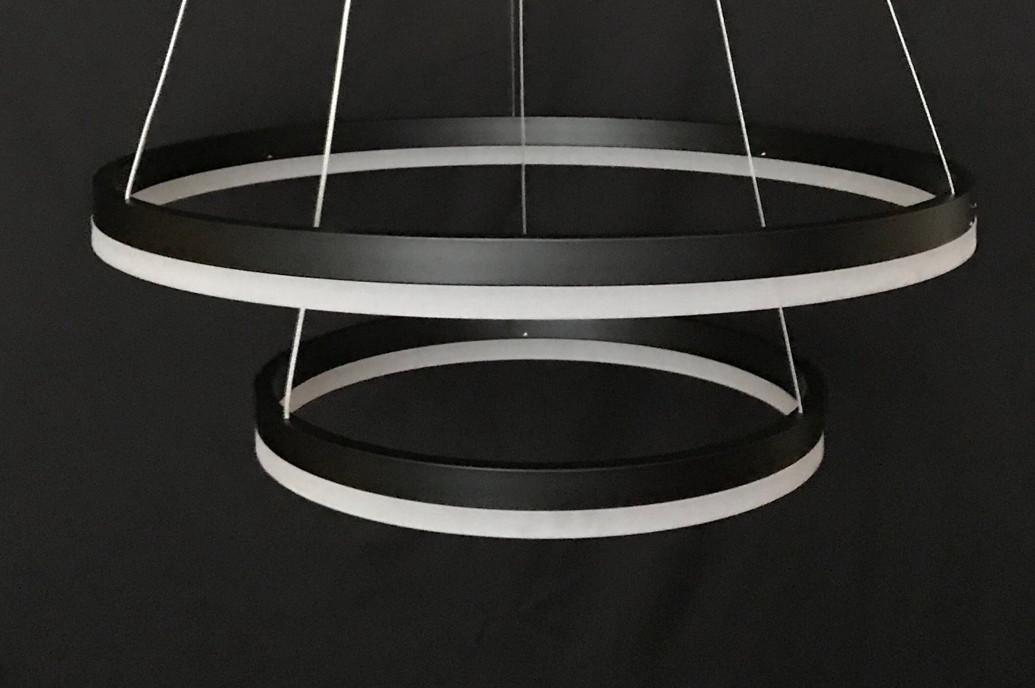 Modern LED chandelier double ring pendant light warm white two Etsy