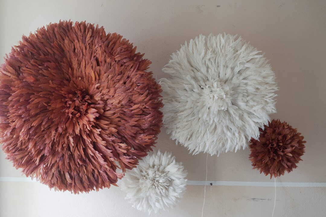 White Juju Hat Wall Decor / Biege Juju Hat / Bamileke Juju Hat
