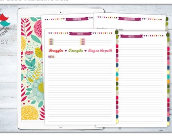LDS Ministering Interviews Digital Notebook for Goodnotes & Notability with Floral Cover; Relief Society; digital download iPad tablet