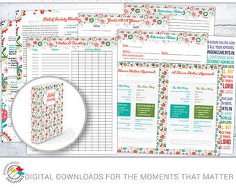 LDS Ministering Interview & Relief Society Binder - digital download - Ministering LDS to do list  LDS Printable Relief Society Printables