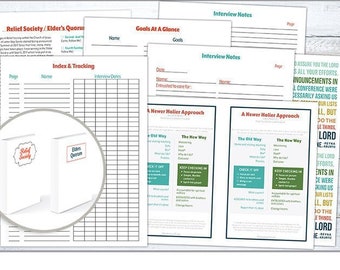 LDS Ministering Interview & Relief Society Binder - digital download - Ministering LDS Printable Relief Society Printables - minimal