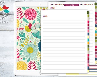 Digital Notebook for Goodnotes & Notability with Floral Cover- digital notebook; lined paper linked tabs; Notability; Bujo on iPad or tablet