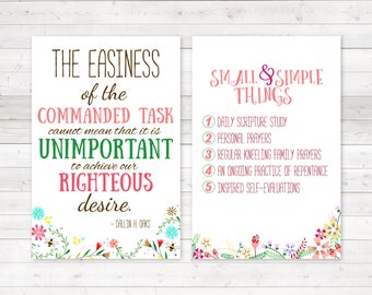 Small and Simple Things: LDS yw lesson printable handout, lds art; Quote Postcard LDS Relief Society, Dallin Oaks General Conference Quote