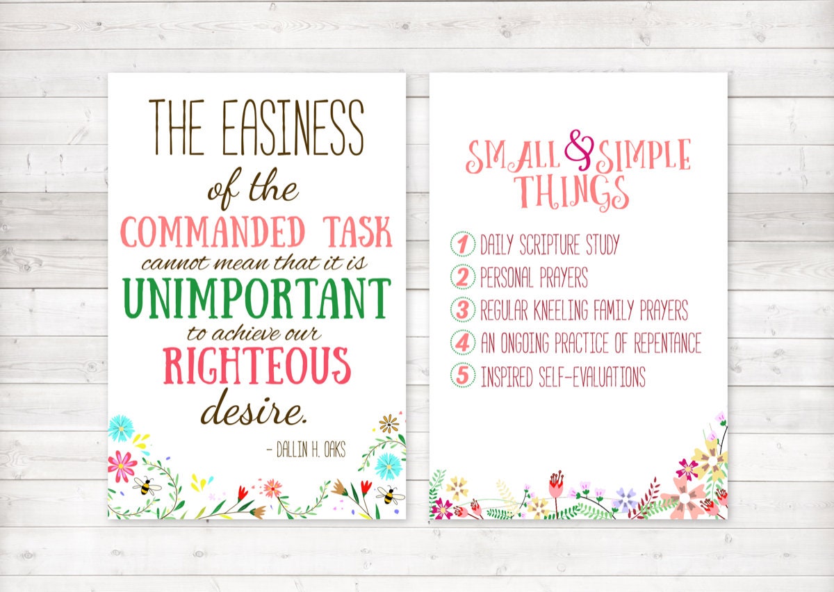 Small and Simple Things LDS Yw Lesson Printable Handout, Lds Art Quote