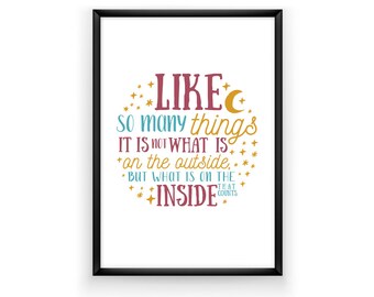 Aladdin Art Quote: It Is Not What Is On The Outside But What Is On The Inside Wall Art print inspirational kids gift digital download