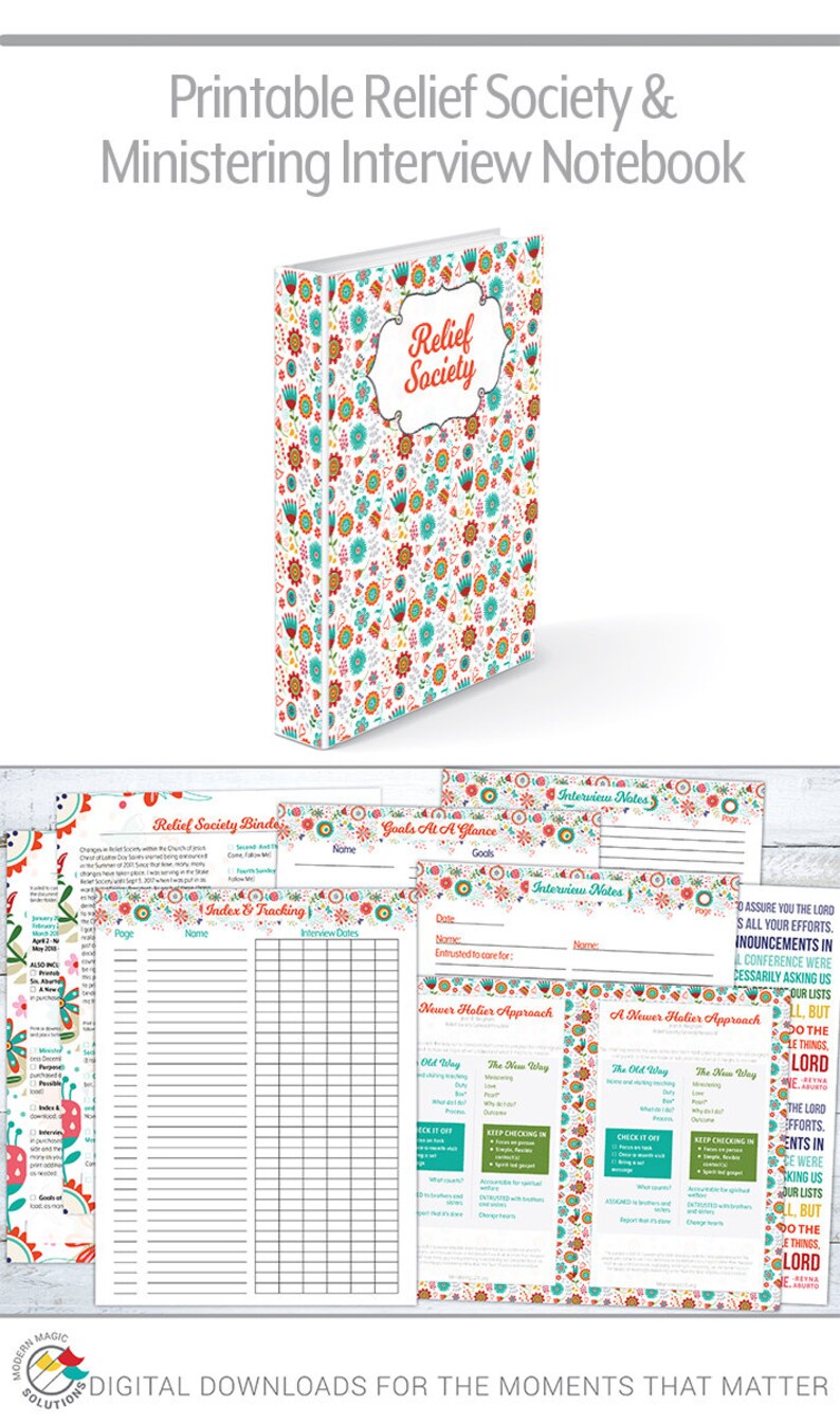 LDS Ministering Interview & Relief Society Binder Digital Download
