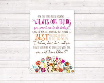 What's The One Thing You Want Me To Do Today - LDS Relief Society lesson printable handout, lds art; Quote Postcard Ministering Handout