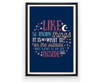 Aladdin Art Quote It Is Not What Is On The Outside But What Is On The Inside Wall Art print inspirational kids gift digital download wedding