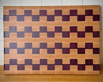 Edge Grain Cutting Board - Maple/Purpleheart - Fully Seasoned
