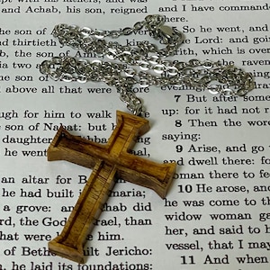 Cross Necklace - Religion - 18in Stainless Steel Chain - North Indian Rosewood