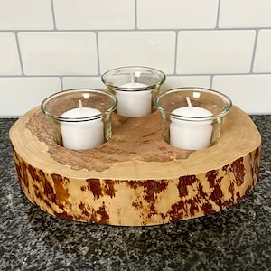 Live Edge - Black Cherry - Votive Candle Holder - Satin Finish