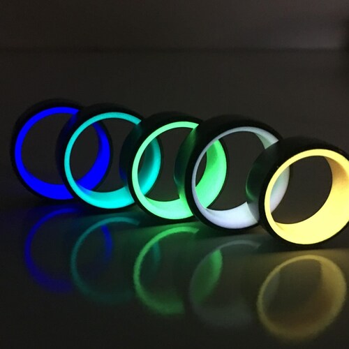 Light Cycle 7mm Wide Carbon Fiber Ring. Domed Top Glow Etsy