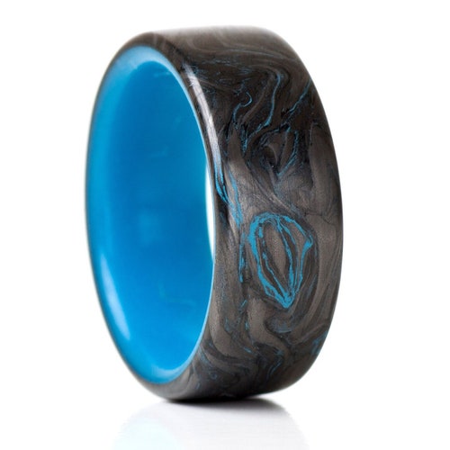 Centered Molten Copper Line Carbon Fiber Ring. Strong Light Etsy