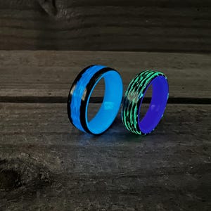 Glow In The Dark Carbon Fiber Ring Blue size 11 Joker size 8.5