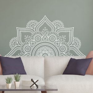 Half Mandala Wall Decal / Mandala Decals / Headboard Vinyl Stickers / Namaste / Flower Mandala Wall Decal / Mandala Wall Art R14