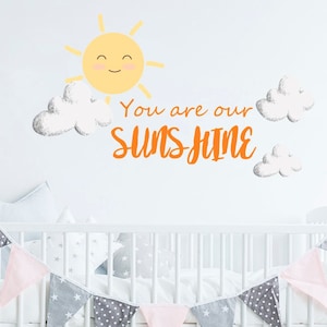 You Are My Sunshine Decal - Quote for Kids Room Wall Art - Sun Crib ...