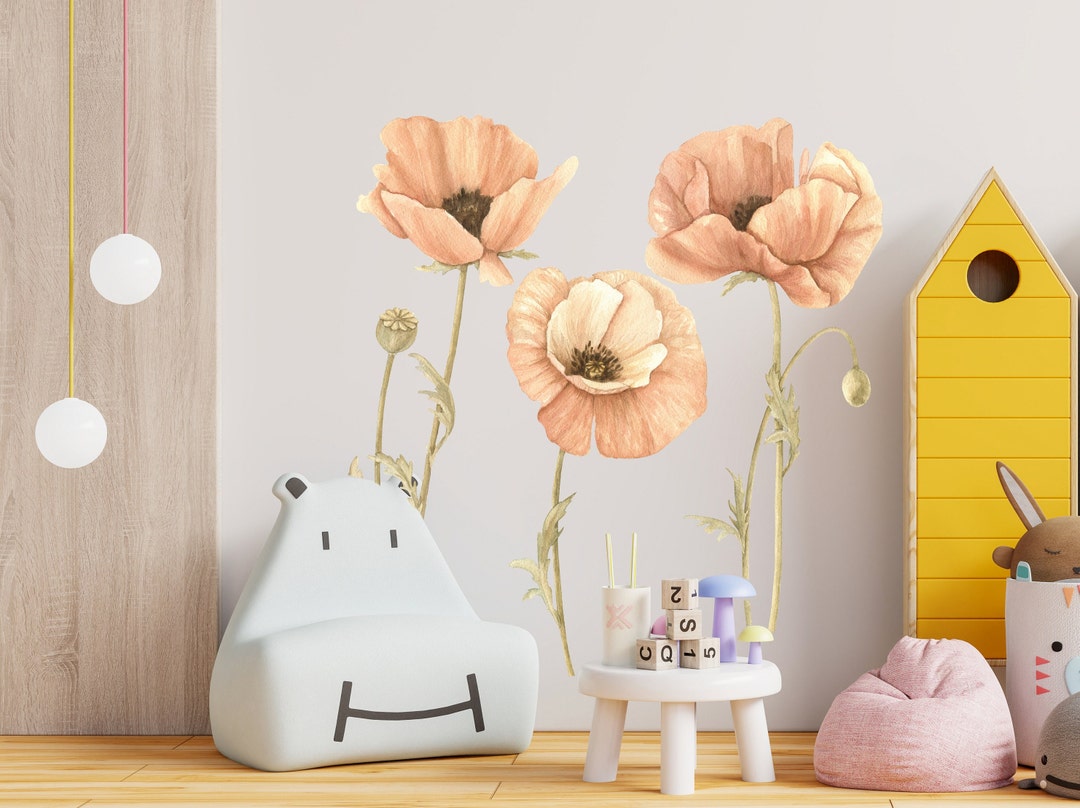 Poppy Flowers for Girl Room Decoration - Nursery Poppy Flower Wall ...