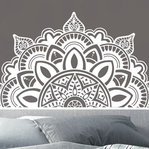 Half Mandala Wall Decals / Mandala Decal / Headboard Vinyl Stickers / Boho Bohemian Decor / Flower Mandala Wall Decal / Mandala Wall Art ME8
