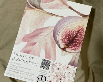 Botanical Fig Wallpaper Kitchen Mural, Fig Leaf Peel and Stick Wallpaper, Pastel Tropical Fruit Seamless Pattern Wall Art for Dining Room