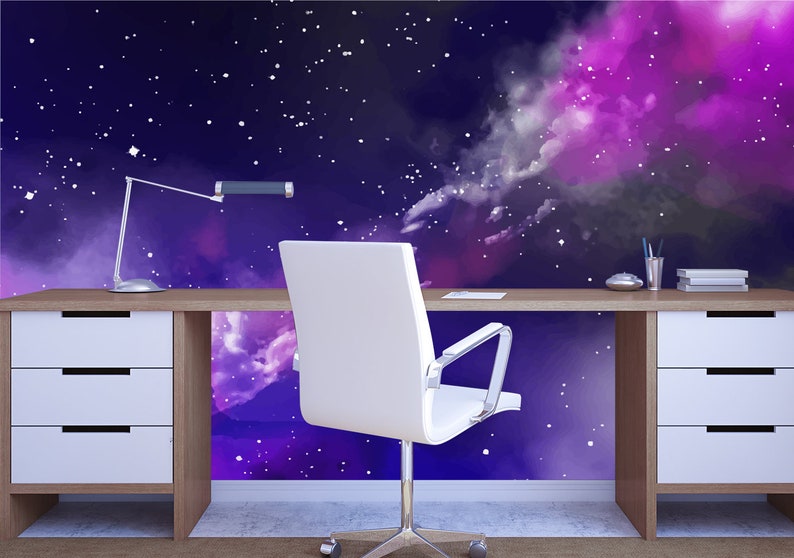 Space Wall Mural Removable Watercolor Wallpaper / Outer Space Etsy