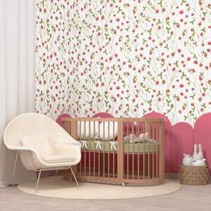 Floral Wallpaper Removable, Four Leaf Clover Wallpaper Mural Peel and Stick, Colorful Plant Botanical Wallpaper roll image 2