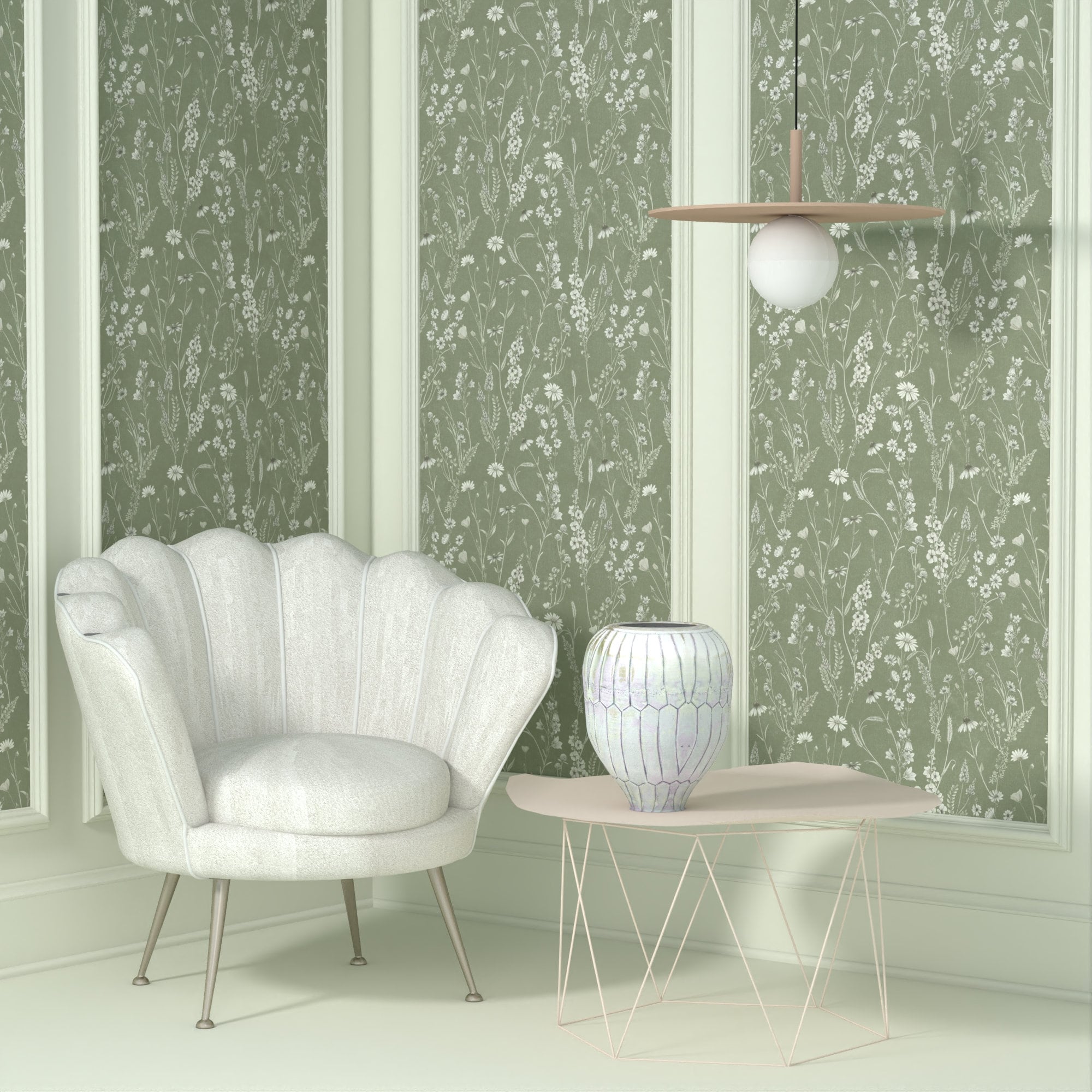 Green Wallpaper Design For Living Room
