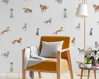 Dog Wallpaper with Pattern Dog Peel and Stick, Unique Vinyl Wall Covering Roll for Grooming Salon, PVC Free Animal Wallpaper for Home Decor