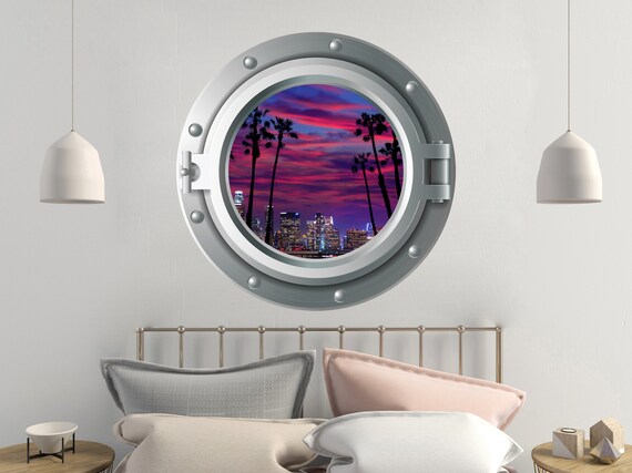 Black hole space scene porthole wall sticker 038