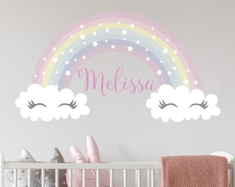 Rainbow Wall Decals - Girls Custom Personalized Name Rainbow Wall Sticker - Rainbow Unicorn Name Sign - Nursery Wall Decor R186