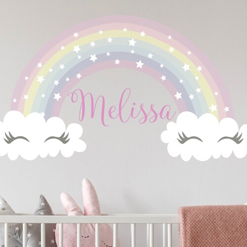 Rainbow Custom Name Wall Decal Girls Personalized Name Etsy