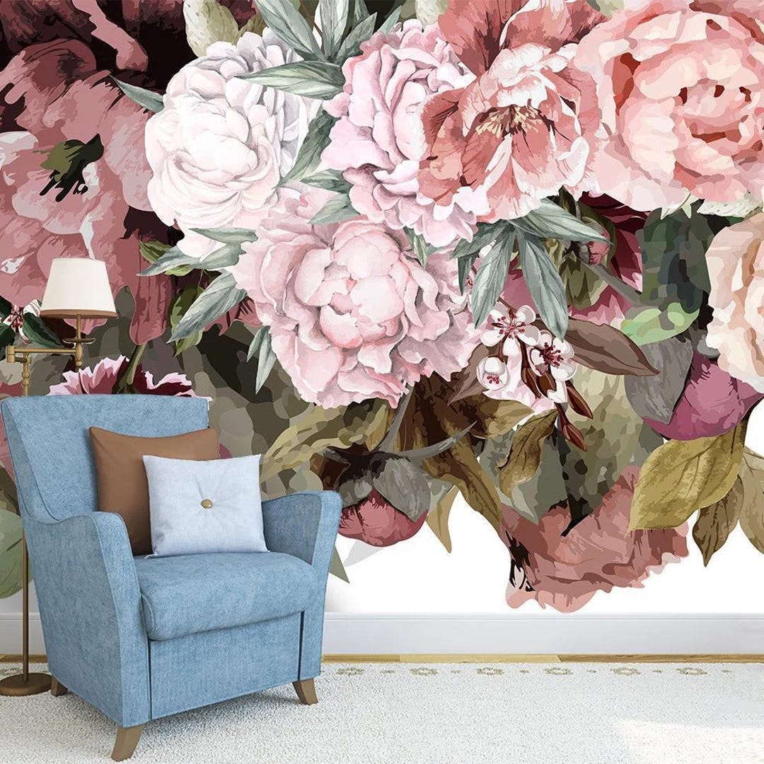Elegant Peony Wallpaper Peel and Stick, Large Floral Wall Mural for ...