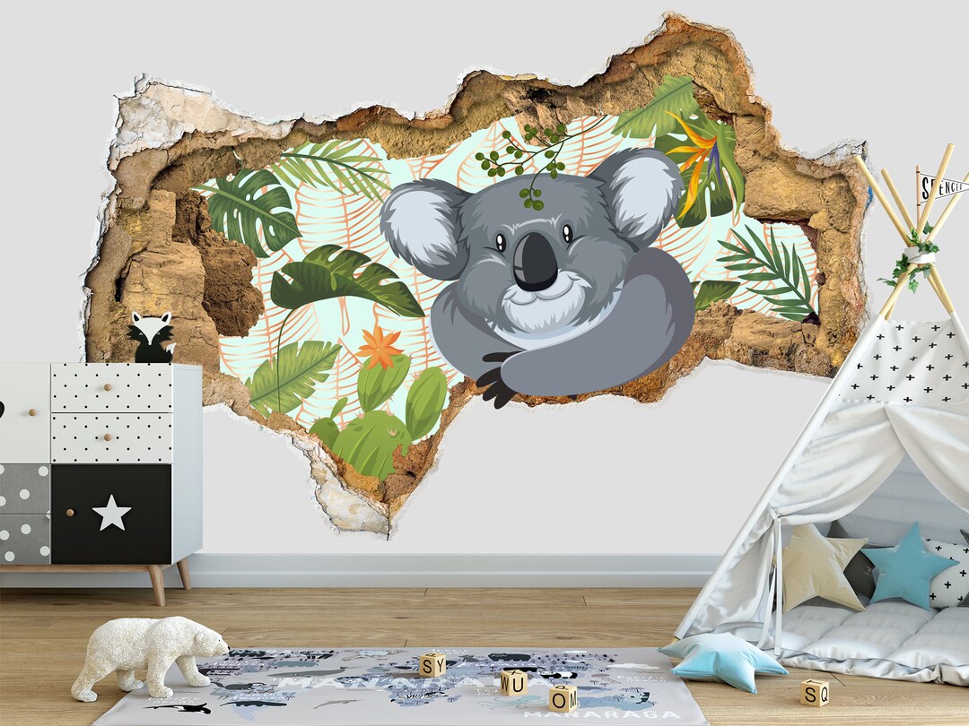 Koala Wallpaper for Boy Room. Baby Nursery Smash Effect Etsy