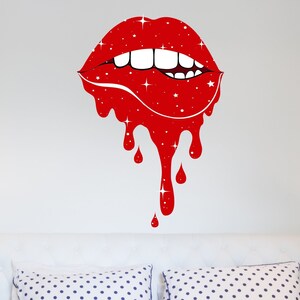 Lips Wall Decals. Red Sexy Lips Wall Decal. Make Up Wall Art Sticker. Girl Room Decor. Beauty Salon Decor. Beauty Salon Lips Vinyl Decal R85