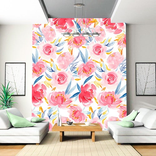 Floral Wallpaper Nursery Girls Room Removable Wallpaper | Etsy