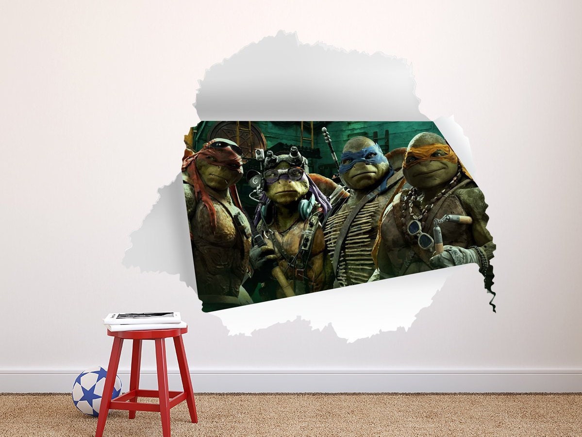 3d Hole In Wall Ninja Turtles Boy Room Wall Hole Stickers Etsy