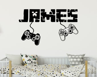 Gamer Custom Name Wall Decal - Personalized Name Boy Wall Sticker - Controller Video Game - Teen Room Decor - Nursery Wall Decor R147