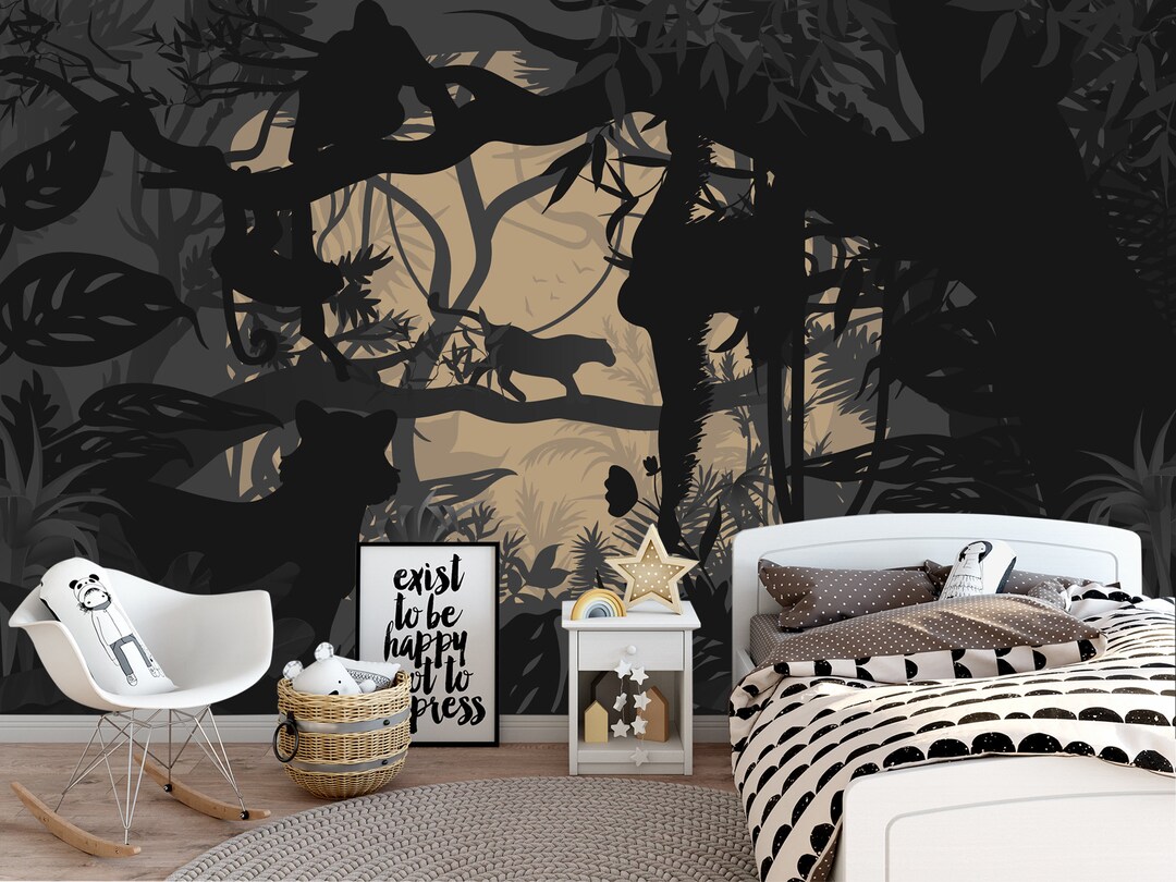Jungle Wallpaper for Kids Room Nursery Tropical Animals - Etsy