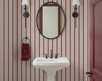 Pink and Red Wallpaper Removable, Deep Merlot Striped Wallpaper, Modern Stripe Wallpaper, Moody Peel & Stick and Traditional Wallpaper